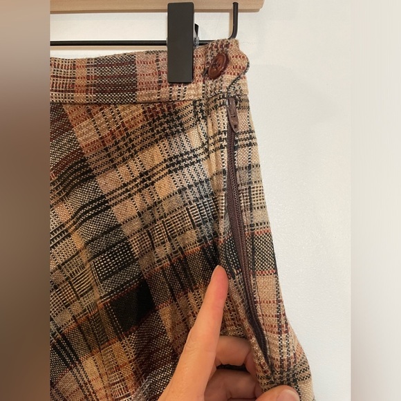 Vintage Wool Blend Pleated Panther Skirt, Brown/Tan Made in USA Union 70’s #9446 - Picture 4 of 6